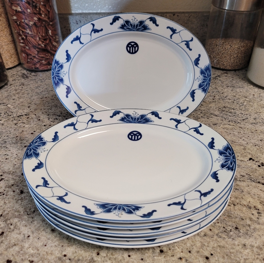 Tatung in Glaze Vintage Water Lily Pattern Durable China 6 Oval Plates